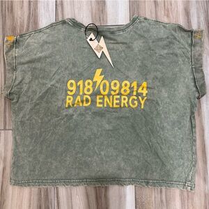 NWT MAP Cropped Tee-> POWER ON A TEE